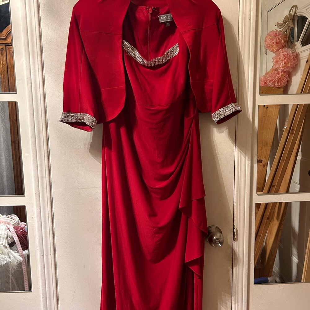 Chic Red Asymmetrical Dress with Jacket